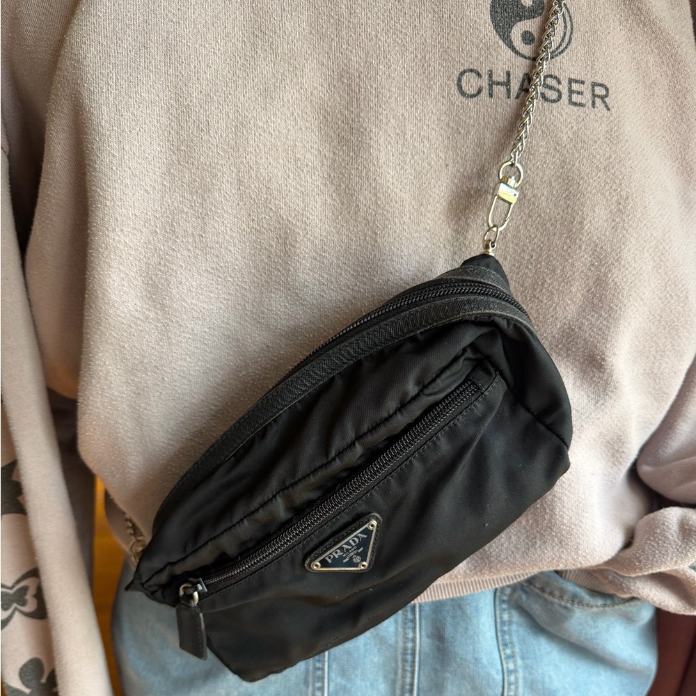 PRADA 🖤 Refashioning Crossover Bag Nylon Black Auth